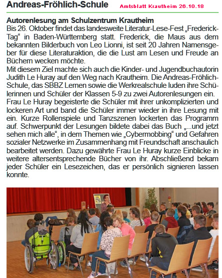 Lesungsbericht Amtsblatt Krautheim
